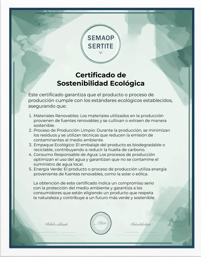 Certificado de Sostenibilidad Ecológica